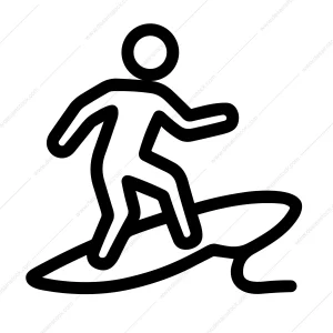 Simple Line Drawing Surfer Dude Riding Wave Outline Icon