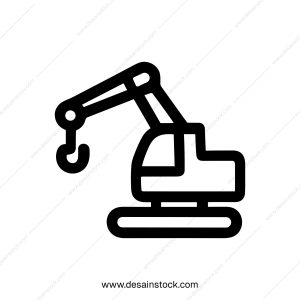Simple Line Drawing Crane Construction Machinery Heavy Equipment Icon
