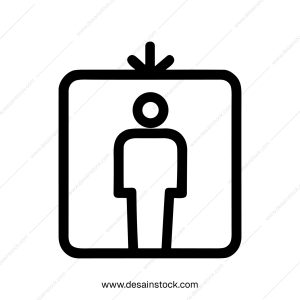 Simple Outline Passenger Elevator Sign Thin Line Art Flat Icon