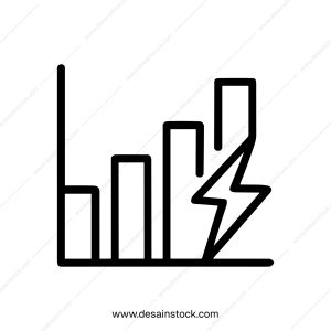 Outline Energy Consumption Chart with Lightning Bolt Symbol Icon