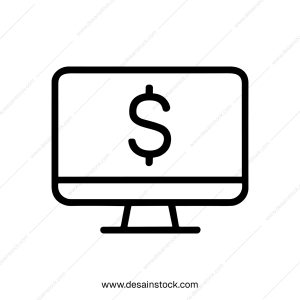 Outline Simple Dollar Symbol on Computer Screen Icon Element