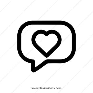 Simple Lineart Heart in Speech Bubble Communication Message Icon