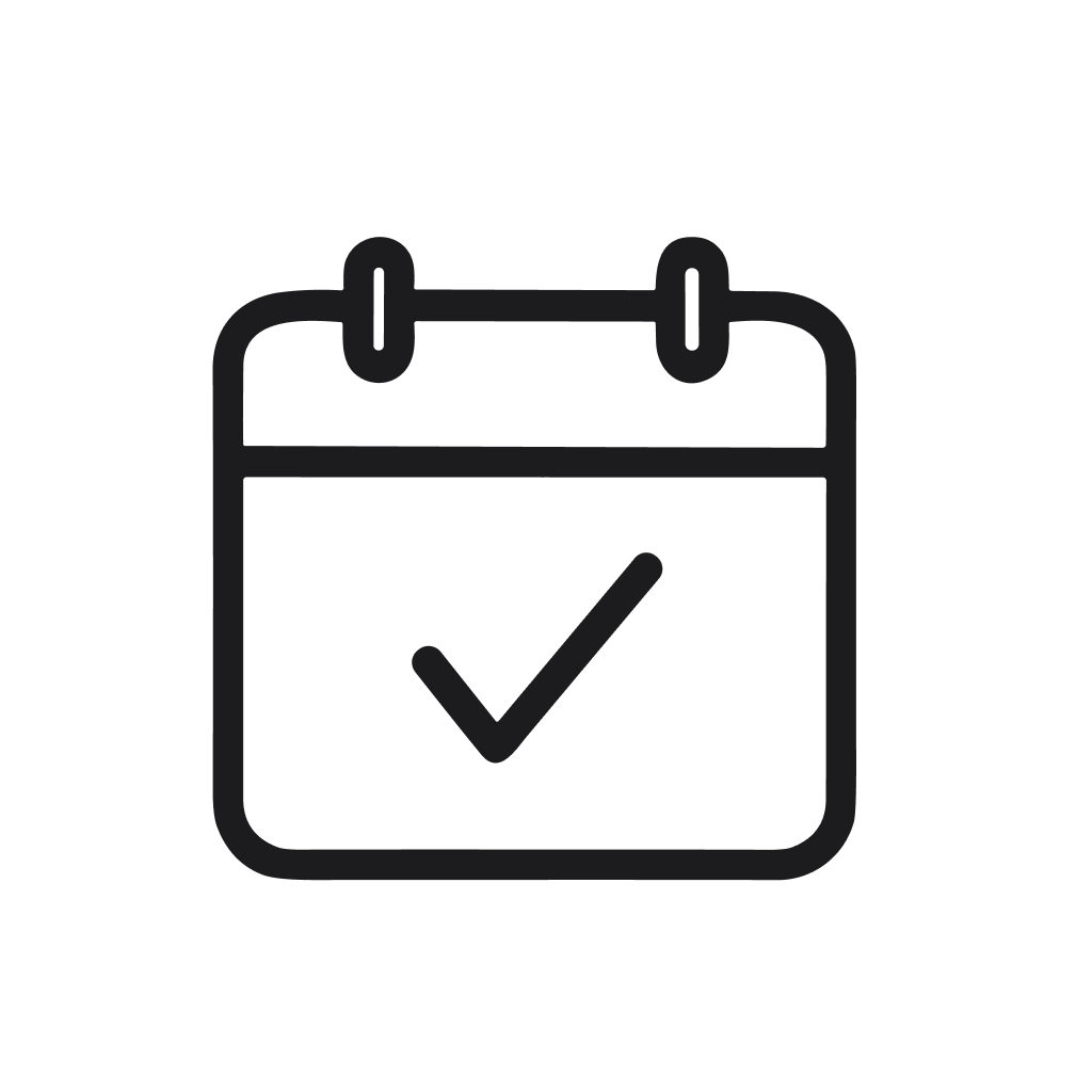 Simple Outline Calendar Checkmark Event Planning Schedule Icon Graphic Element