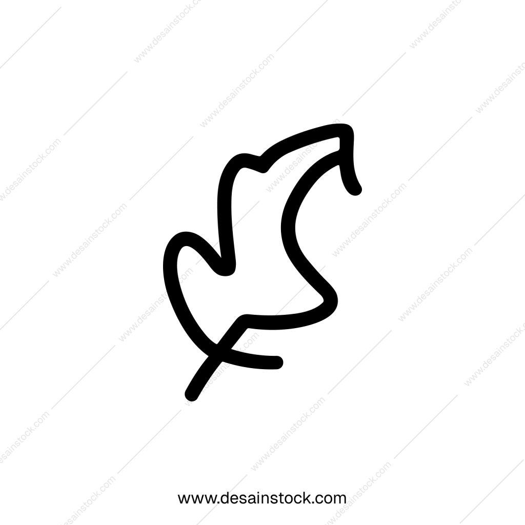 Minimalist Line Drawing of a Single Oak Leaf Plant Illustration