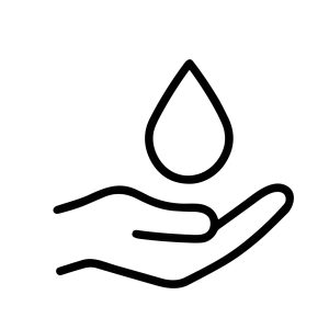 Clean Line Drawing Hand Holding Water Drop Hygiene Icon Illustration