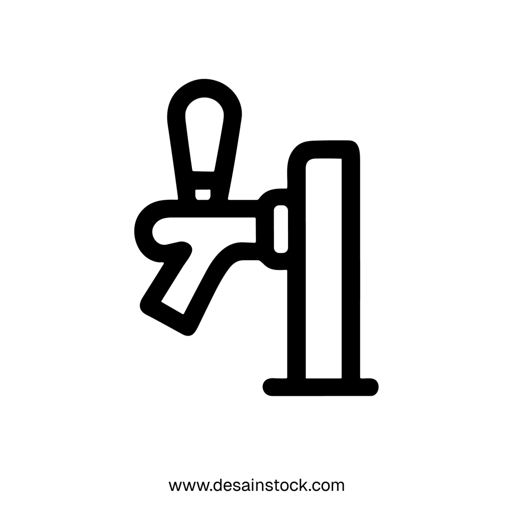 Simple Outline Beer Tap Dispenser Equipment Icon in Minimalist Style