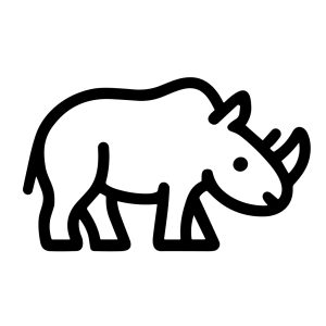 Simple Outline Rhinoceros Drawing Wildlife Mammal Animal Line Art Icon