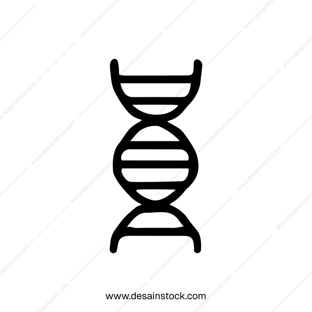 Simple Line Drawing DNA Double Helix Strand Science Icon
