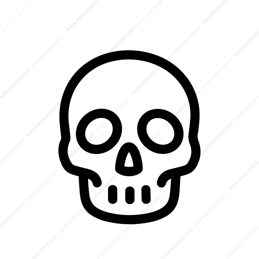 Simple Outline Skull Sign Dangerous Warning Symbol Icon Illustration