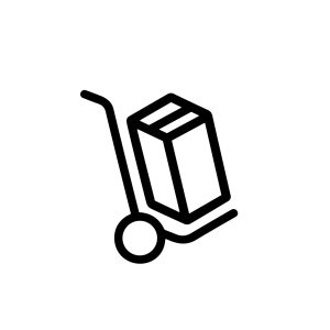 Minimalist Outline Handtruck with Cardboard Box Delivery Service Icon Symbol