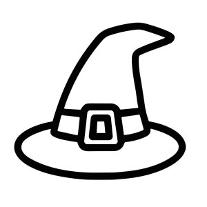 Simple Line Art Witch Hat with Buckle Halloween Costume Icon