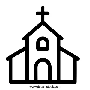 Minimalist Outline Building Church Place of Worship Architecture Line Art