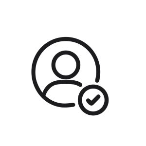 Simple Lineart Circle User Checkmark Icon with Approval in Thin Style