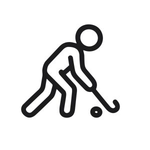 Minimalist Outline Hockey Player Stick Figure Sport Game Illustration