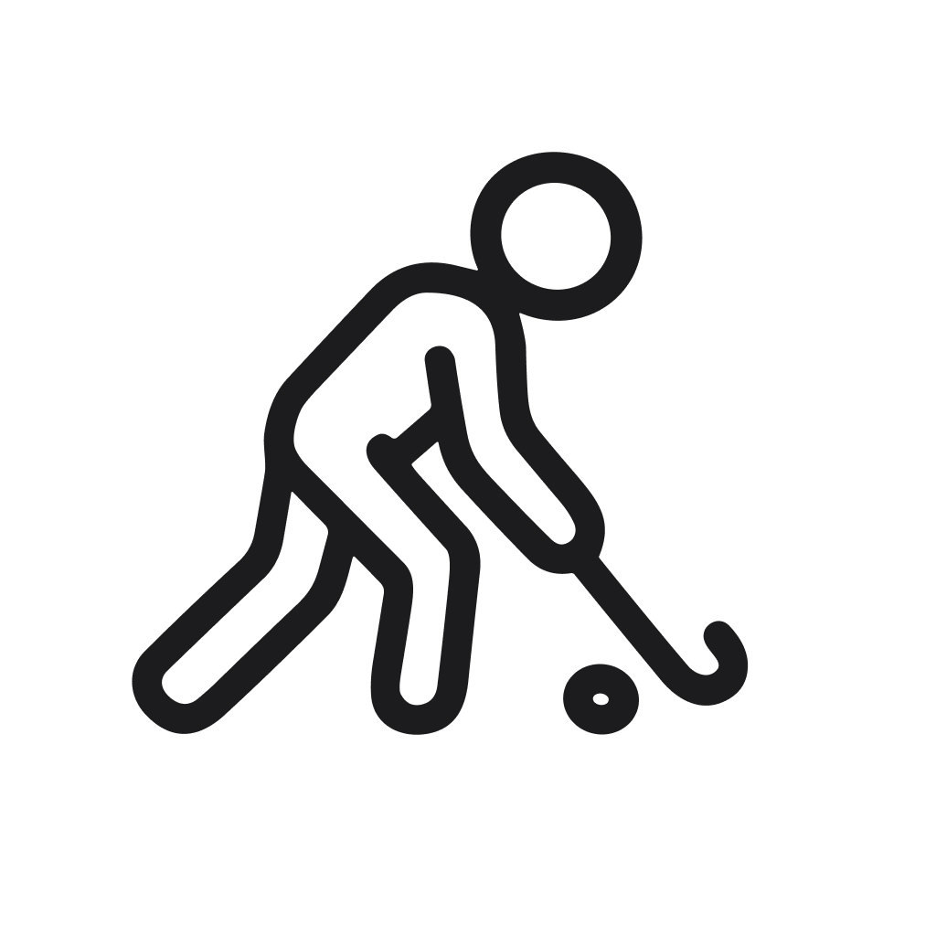 Minimalist Outline Hockey Player Stick Figure Sport Game Illustration