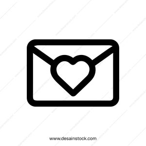 Minimalist Outline Love Letter Message with Heart Symbol Icon Design