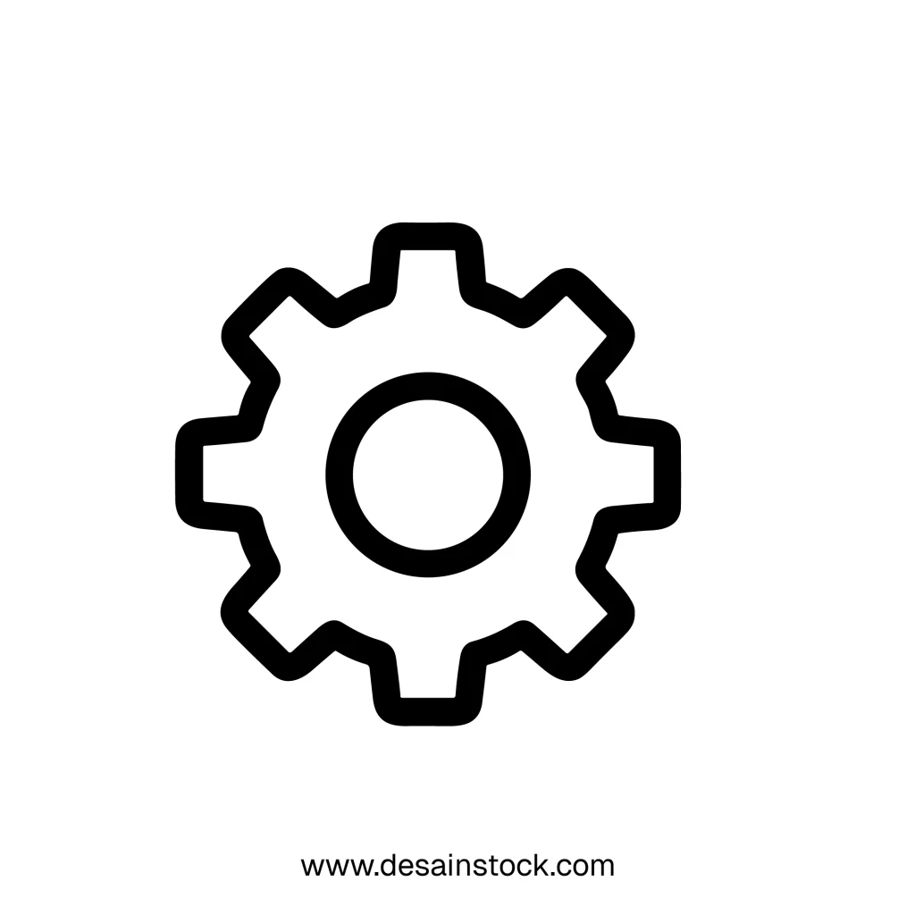 Simple Outline Gear Wheel Mechanism Process Setting Configuration Icon