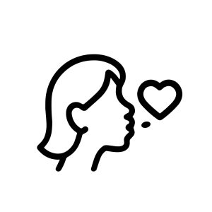 Minimalist Outline Female Profile with Heart Thought Bubble Illustration