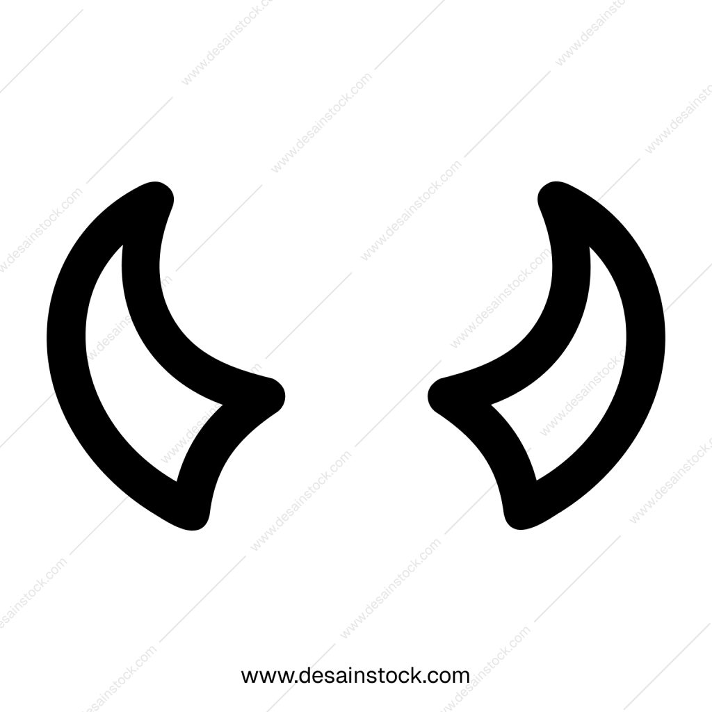 Simple Outline Devil Horn Shape Isolated on White Background Icon