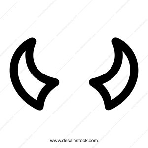 Simple Outline Devil Horn Shape Isolated on White Background Icon