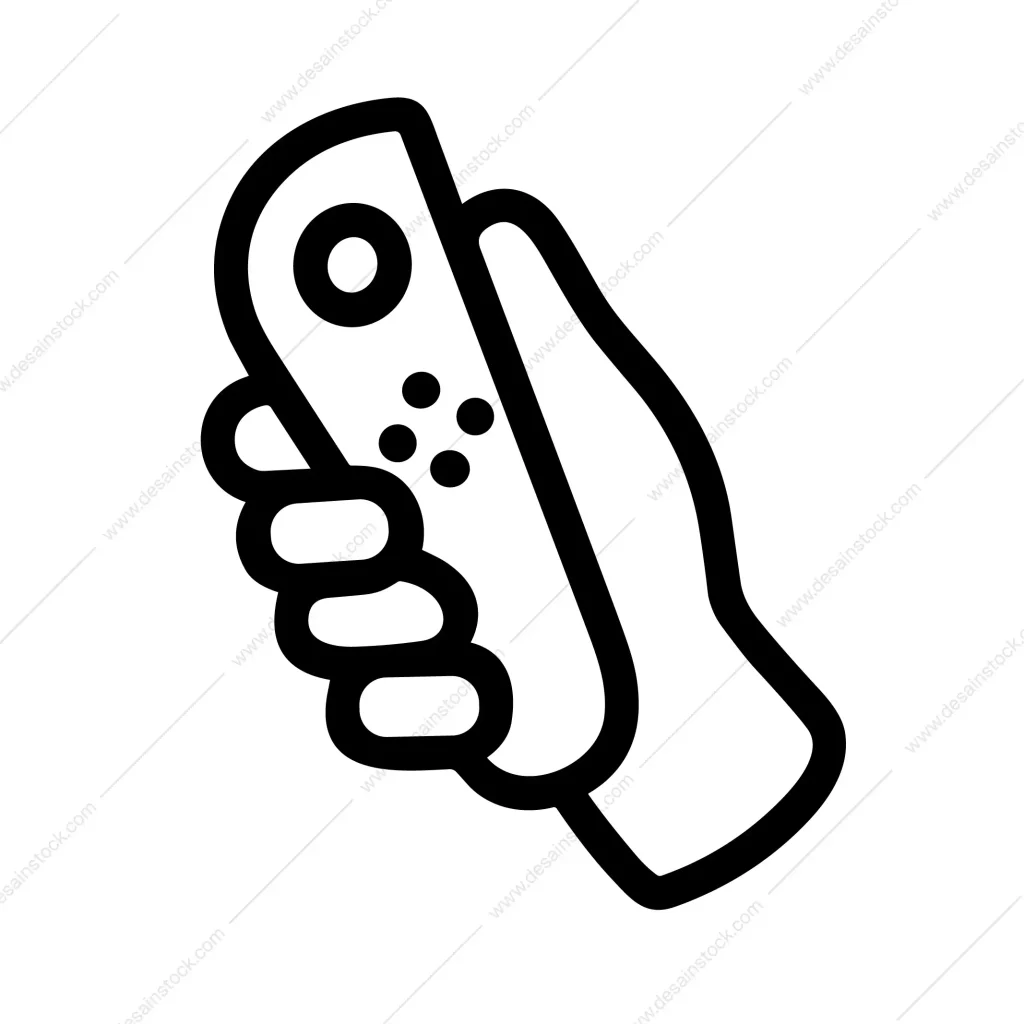 Simple Handdrawn Hand Holding Remote Control Device Outline Icon