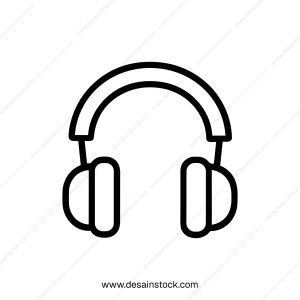 Simple Outline Headphones Sound Music Accessory Line Art Icon