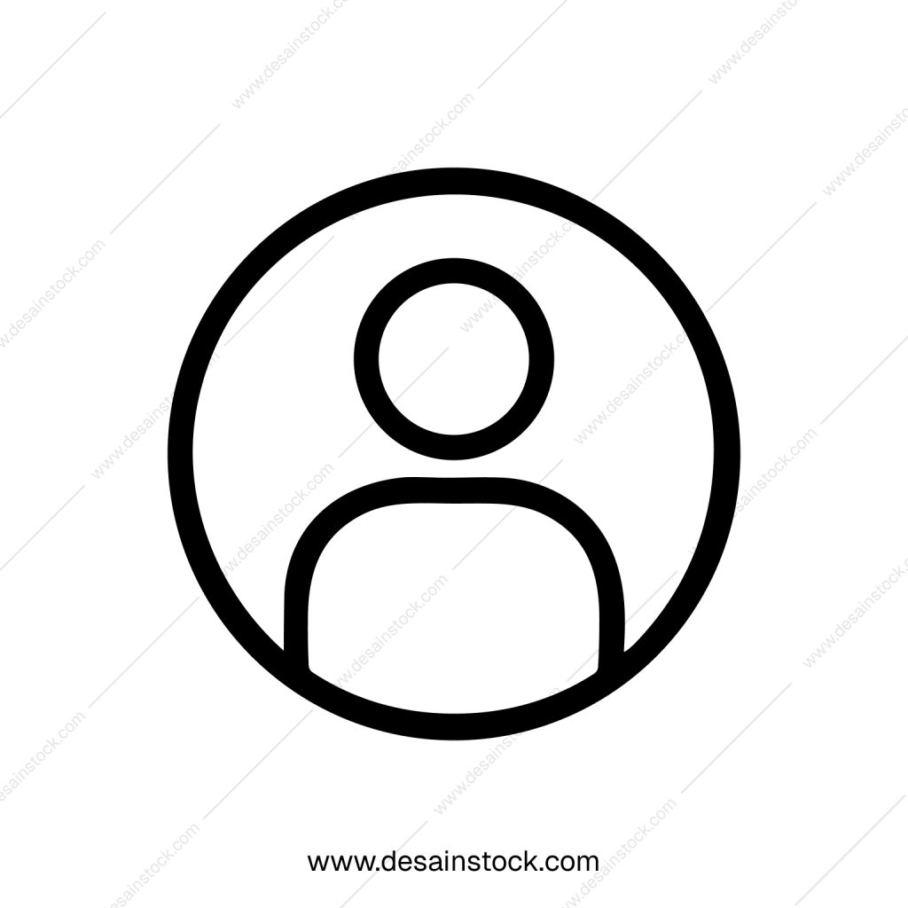 Minimalist Outline User Avatar Circle Icon Graphic Design Element