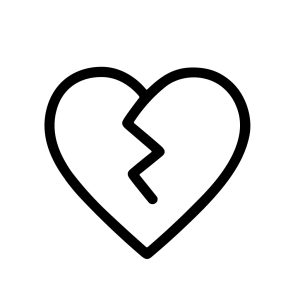 Simple Black Outline Broken Heart Shape Expressing Sadness Grief Icon