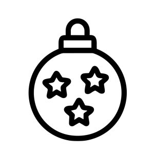 Simple Outline Star Detail Christmas Bauble Ornament Decoration Icon Design