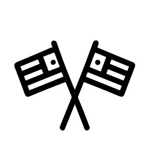 Simple Line Style Crossed United States Flag Symbol Political Icon