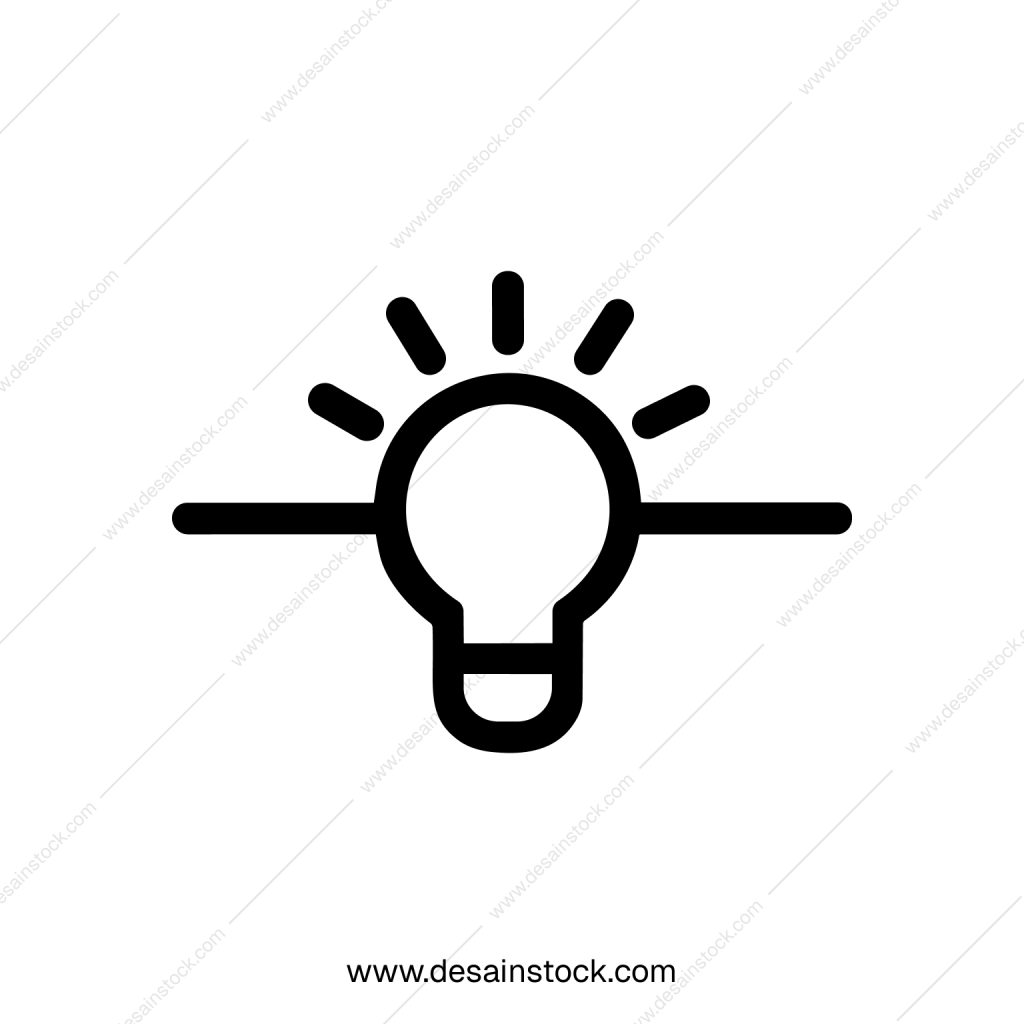 Simple Line Art Lightbulb Idea Creativity Symbol Icon Design
