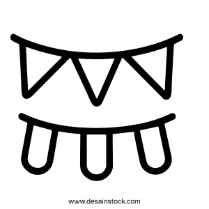 Simple Line Drawing Celebration Bunting and Garland Decoration Party Element