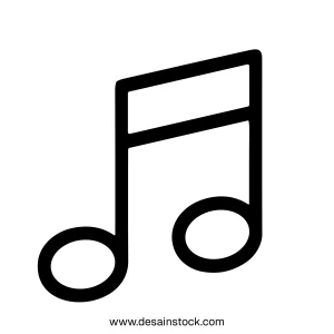 Simple Outline Musical Note Melody Element Icon with Black Style