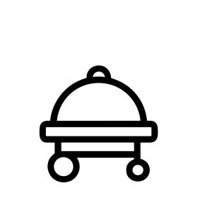 Minimalist Outline Serving Food Trolley Cart Restaurant Delivery Icon