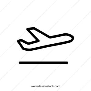 Simple Outline Airplane Taking off from Runway Transportation Icon Element