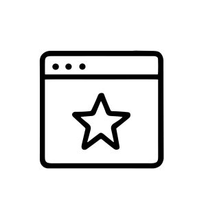 Minimalist Outline Browser Window Star Icon for Web Favorite Page