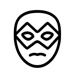 Simple Line Drawing Superhero Mask Identity Costume Icon Graphic