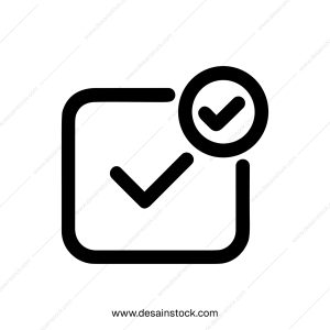 Simple Line Check Mark Approved Icon in Square Shape Design