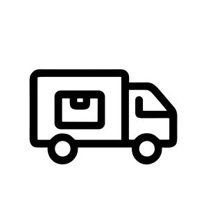 Minimalist Outline Delivery Truck with Package Box Transport Icon Illustration