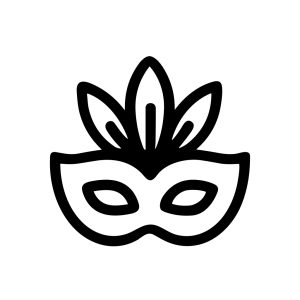 Simple Line Style Masquerade Party Carnival Mask with Feathers Icon