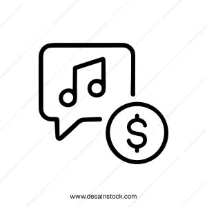 Minimalist Outline Music Note and Dollar Sign Icon Illustration Graphic Design