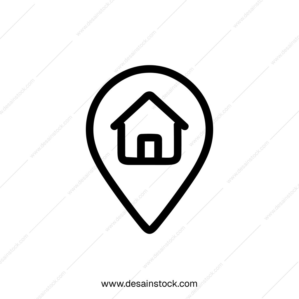 Simple Outline Home Location Symbol Sign Shape Icon for Navigation