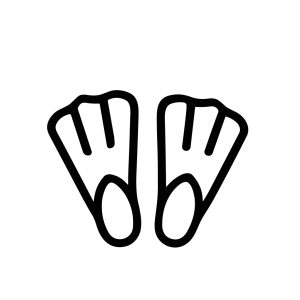 Simple Outline Fins Equipment Swimming Accessory for Summer Holidays Trip