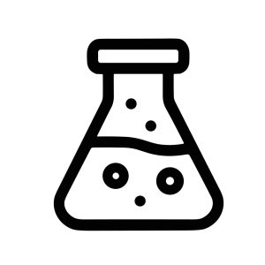 Minimalist Outline Science Flask with Bubbles Experiment Equipment Icon