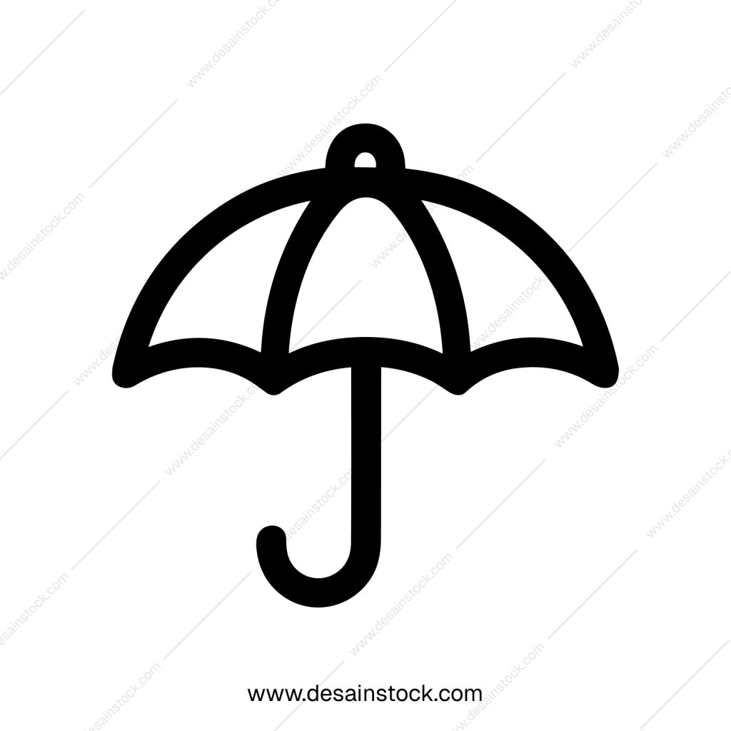 Minimalist Outline Umbrella Symbol Weather Protection Equipment Icon Graphic Element