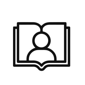 Simple Line Person Inside Open Book Learning Knowledge Icon