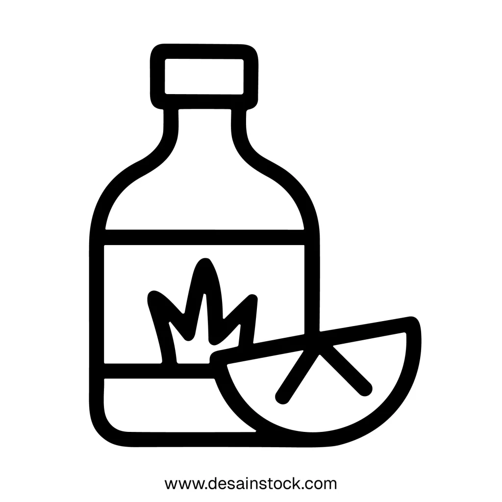 Simple Outline Bottle of Tequila with Lime Slice Drink Icon