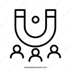 Minimalist Outline Magnet Attracting Customer Icon for Business Marketing Concept