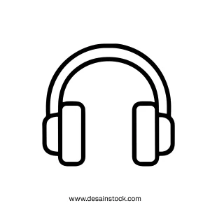 Minimalist Outline Headphones Audio Listening Device Technology Symbol Icon