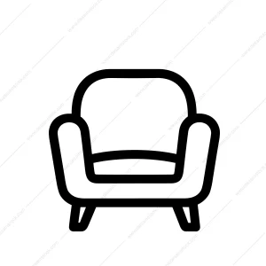 Minimalist Outline Simple Armchair Icon Furniture Design Illustration in Black and White
